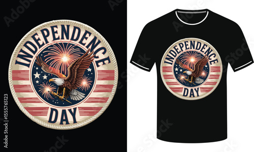 American Independence Day black T-Shirt design