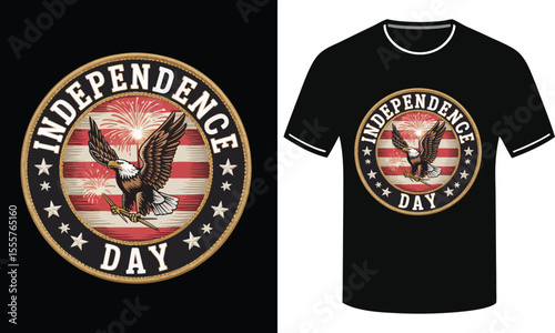 American Independence Day black T-Shirt design