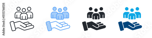 Responsibility Icon Set Multiple Style. Designed In Outline, Blue, Glyph, Dual Tone