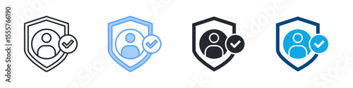 Authentication Icon Set Multiple Style. Designed In Outline, Blue, Glyph, Dual Tone