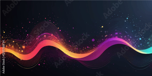 Abstract colorful background with glowing lines, a dynamic wave design for a modern art illustration