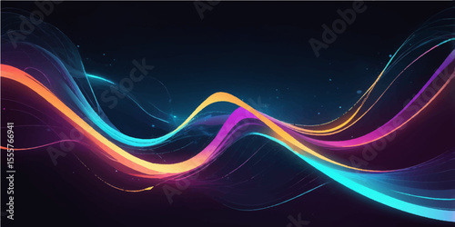 Abstract colorful wave design with glowing lines and flowing energy
