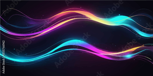 Abstract colorful wave with flowing lines and a vibrant light effect, perfect for a modern design backdrop or fractal art illustration