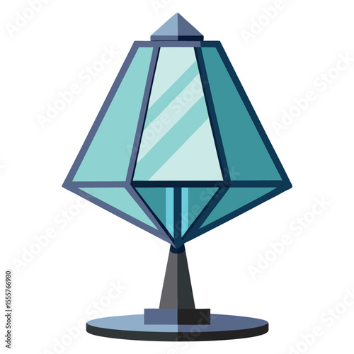 Vintage electric table lamp with lampshade isolated on white for home interior decoration