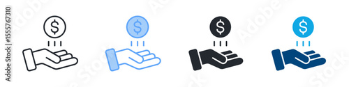 Endorsement Icon Set Multiple Style. Designed In Outline, Blue, Glyph, Dual Tone