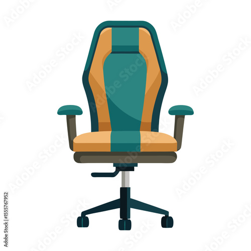 A comfortable blue leather office chair with wheels, designed for ergonomic support and a contemporary work environment