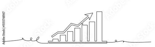 Growth bar chart Growing graph vector Business chart with arrow Profit growing icon Growth success icon line art.