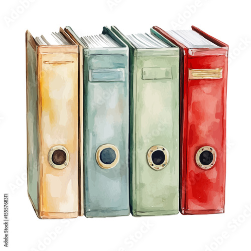watercolor vector of Binders, isolated on a white background.