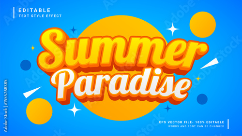 Summer paradise 3d editable text effect template