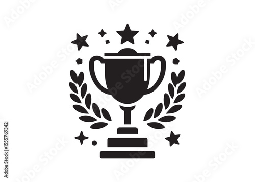 Trophy black Silhouette Vector Illustration