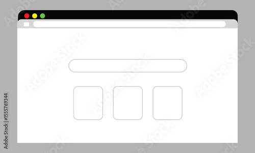 Browser web page window blank empty flat cartoon icon image clip art set, modern design of webpage website screen.