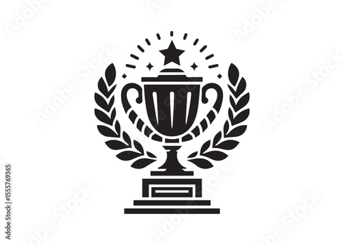 Trophy black Silhouette Vector Illustration