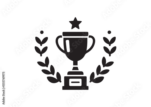 Trophy black Silhouette Vector Illustration