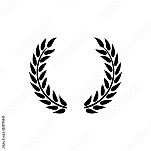 A black laurel wreath is isolated on white background