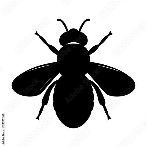 A black bee silhouette, isolated on white background, is a simple and elegant design