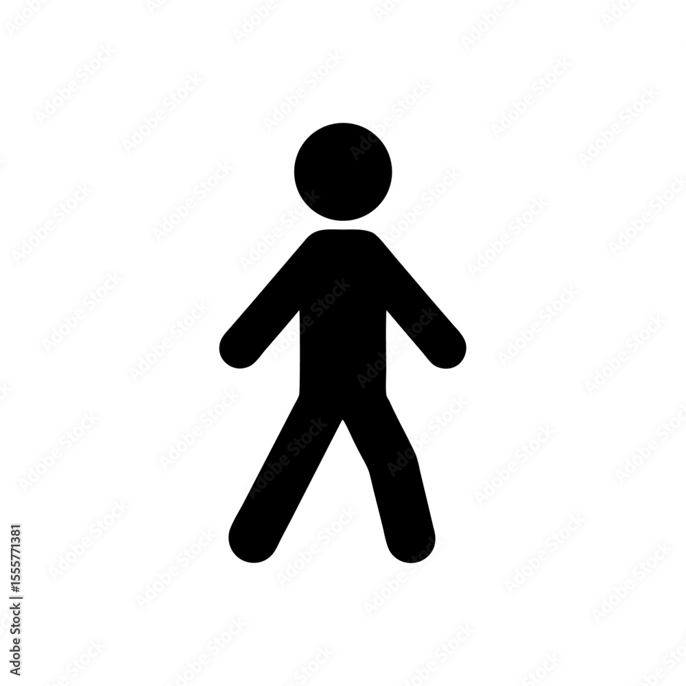 Fototapeta premium Simple black standing person icon isolated on white background