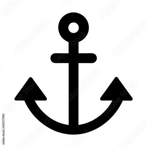 A simple black anchor icon isolated on white background
