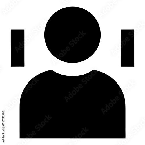 A simple black person silhouette icon is isolated on white background