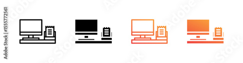 Cash Machine Multiple Style Icon Set Vector 