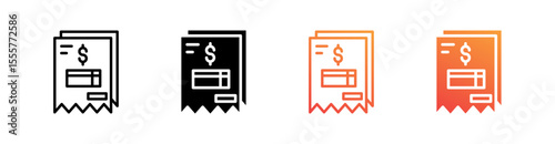 Bill  Multiple Style Icon Set Vector 