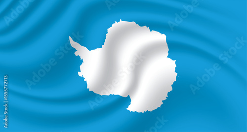 l flag of antarctica with white continent silhouette on blue field, symbol of polar region unity

