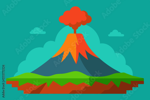 A remote volcano island landscape with lava flows and smoke but no living creatures