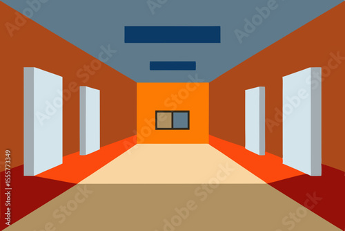 A clean and empty modern art gallery with white walls and spotlights on blank spaces