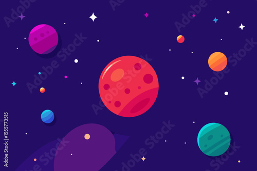 A deep space background illustration filled with distant stars and a colorful nebula