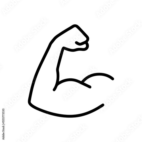 Illustration of a muscular arm with a clenched fist in a simple black outline style