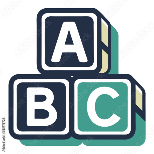 silhouette ABC blocks toy for baby shower clipart on transparent background
