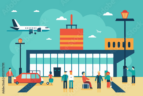 A busy international airport terminal filled with travelers gates and airplanes outside