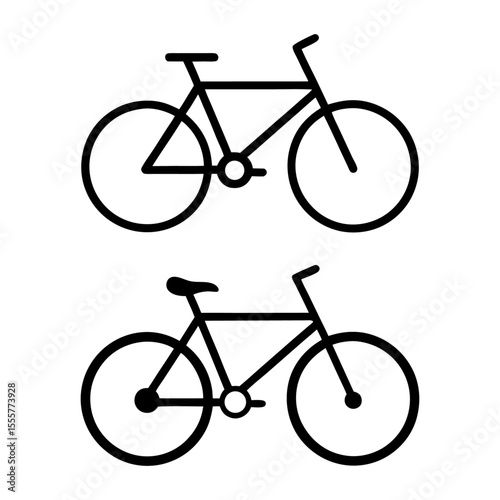 Two simple black and white bicycle icons stacked vertically on a plain white background