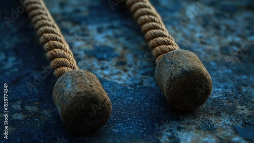 A close-up shot of a rope wrapped around a rocky surface
