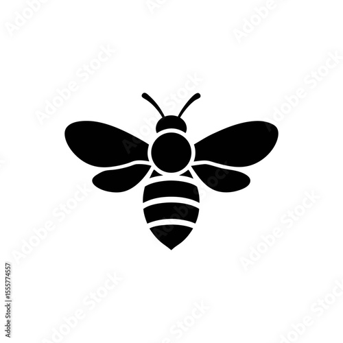 Simple black bee icon isolated on white background
