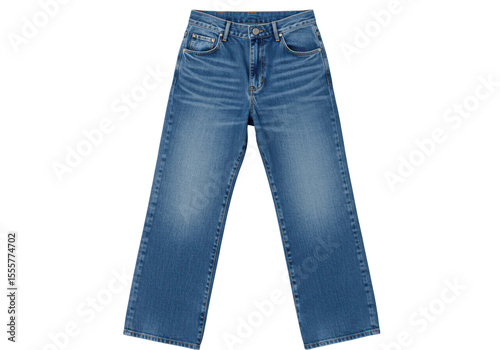 Isolated Wide Leg Blue Jeans Casual Denim Fashion