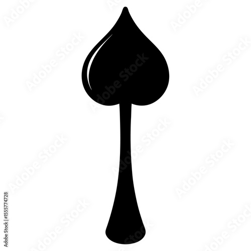 A black heartshaped spade symbol isolated on white background