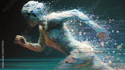 Abstract running figure digital art