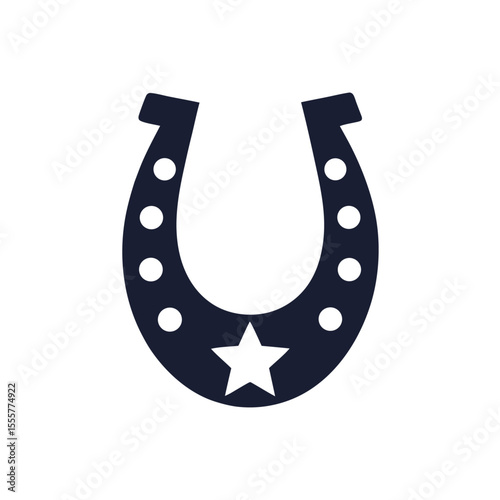 A horseshoe with a star in the center is isolated on white background