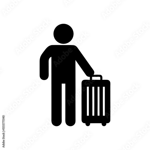A traveler with a suitcase icon is isolated on white background