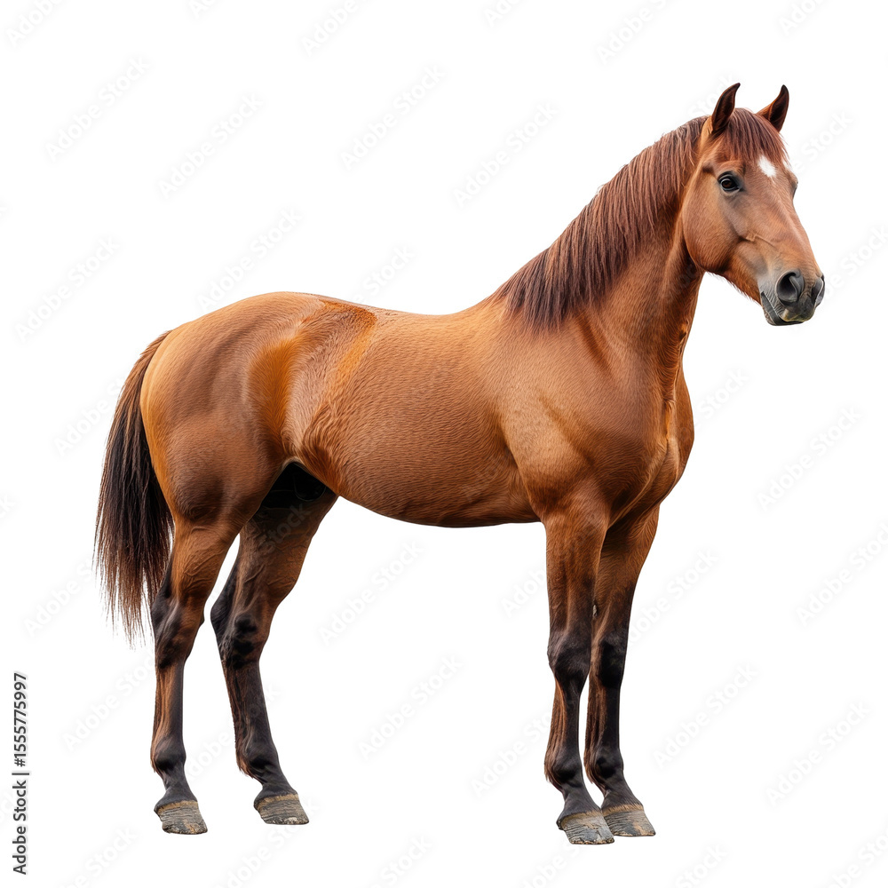 Obraz premium A brown horse standing isolated on transparent background
