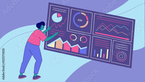 Big data analytics dashboard in abstract infogr futuristic vector design
