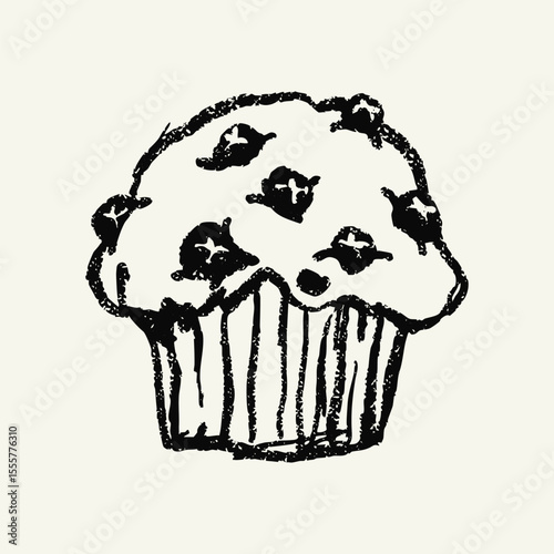 Hand-drawn Blueberry Muffin doodle illustration