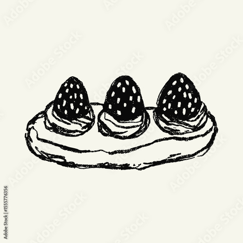 Hand-drawn Strawberry Eclair doodle illustration
