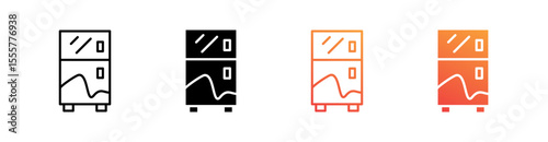 Refrigerator Multiple Style Icon Set Vector 
