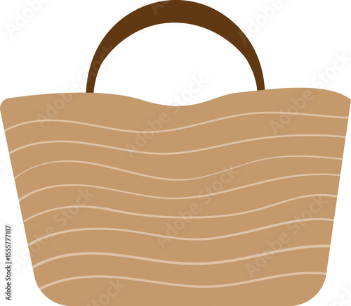 Stylish Straw Beach Bag Illustration Perfect for Summer Vacation Vibes