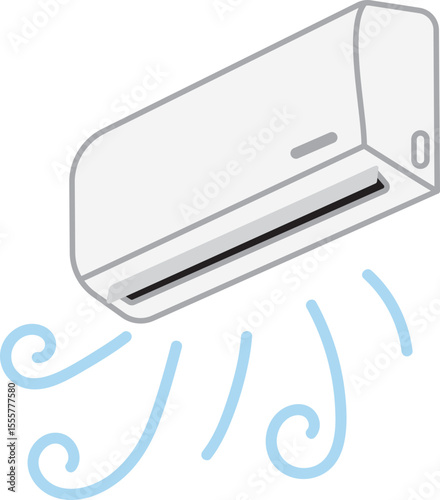 Wall-mounted air conditioner illustration with cool air