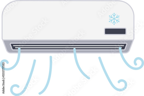 Wall-mounted air conditioner illustration with cool air