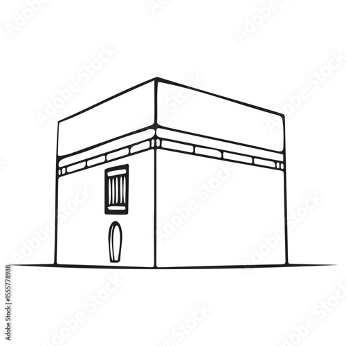 Line art of Kaaba on white background
