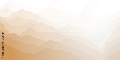Silhouettes of mountain ranges in fog, minimalistic landscape in sepia tones, monochrome