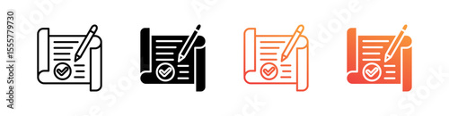 Checkbook Multiple Style Icon Set Vector 